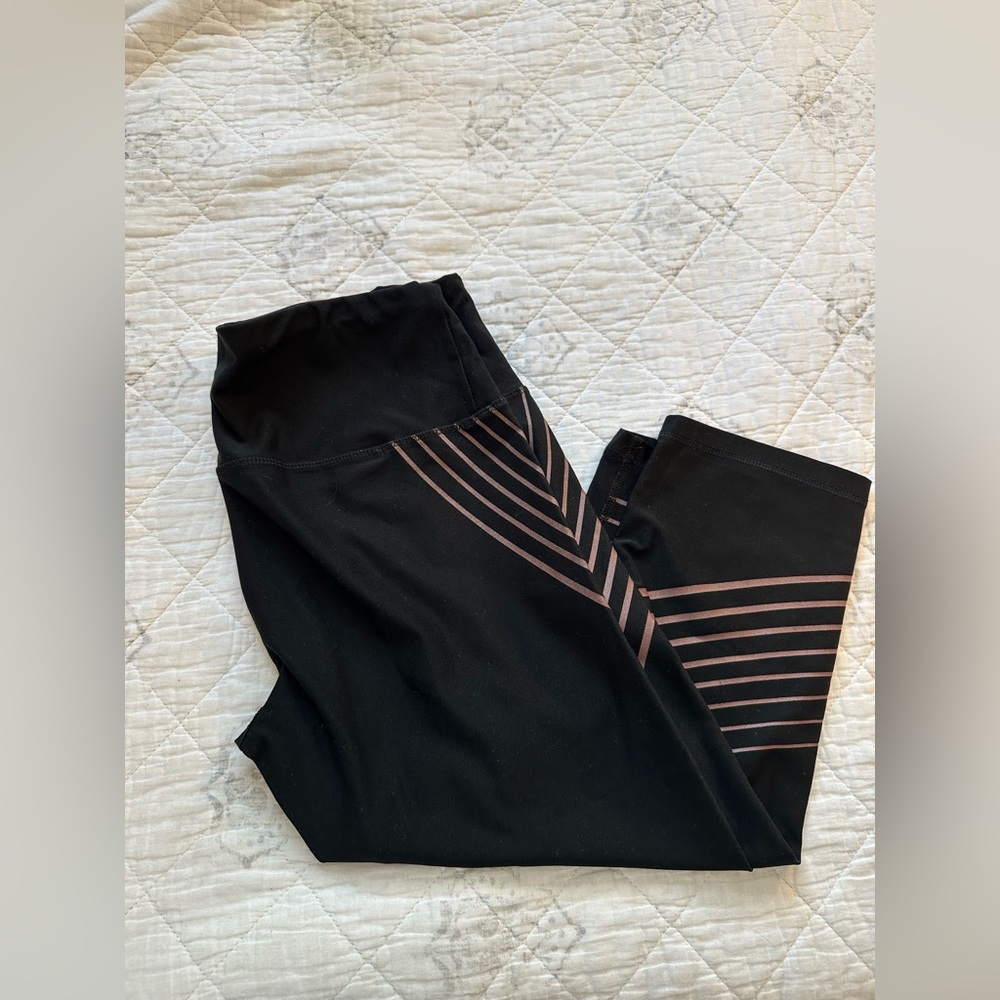 RBX Black and Pink Leggings with Geometric Stripes